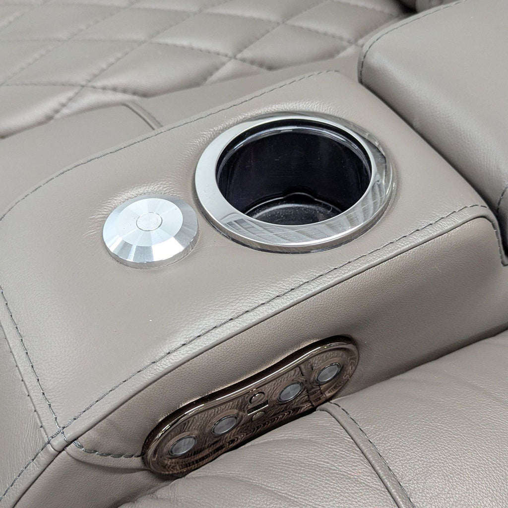 Seatcraft Muse Home Theater Seating Gray Leather, Power Headrest, Power Lumbar, Power Recline.