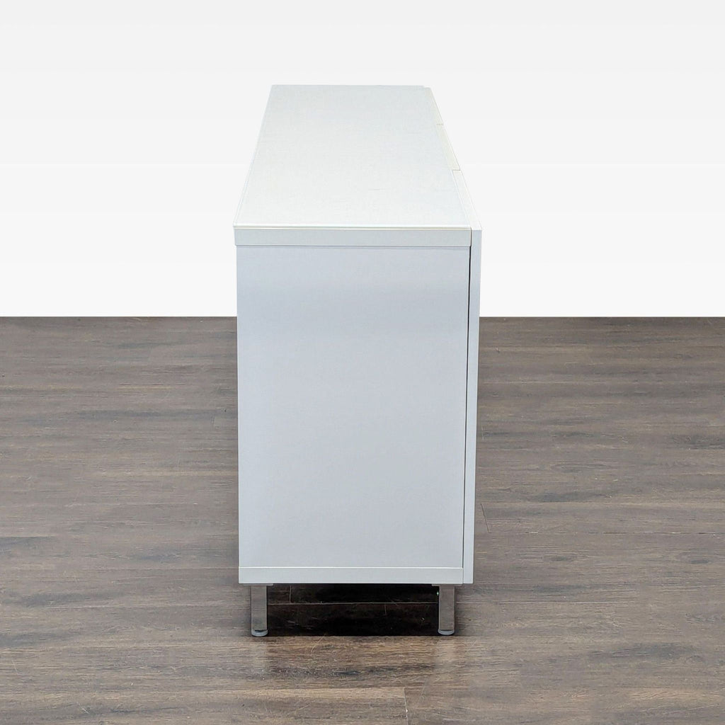 Modern White Office Storage Cabinet with 3 Doors and Adjustable Shelves