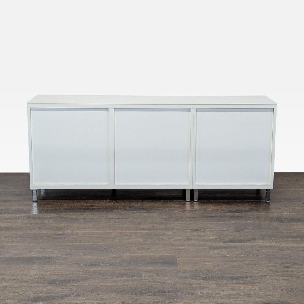 Modern White Office Storage Cabinet with 3 Doors and Adjustable Shelves