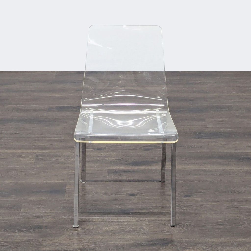 Clear Plastic Dining Chair on Metal Base