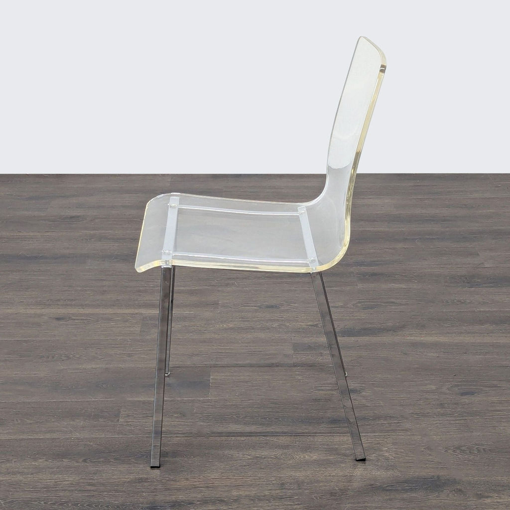 Clear Plastic Dining Chair on Metal Base