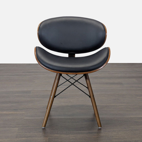 1. Armen Living dining chair with faux leather seat and walnut wood finish, modern and sleek design.