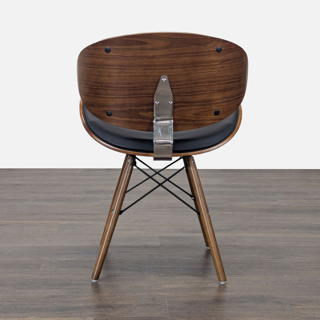 3. Elegant Armen Living chair with durable faux leather upholstery and stylish walnut wood accents for dining.