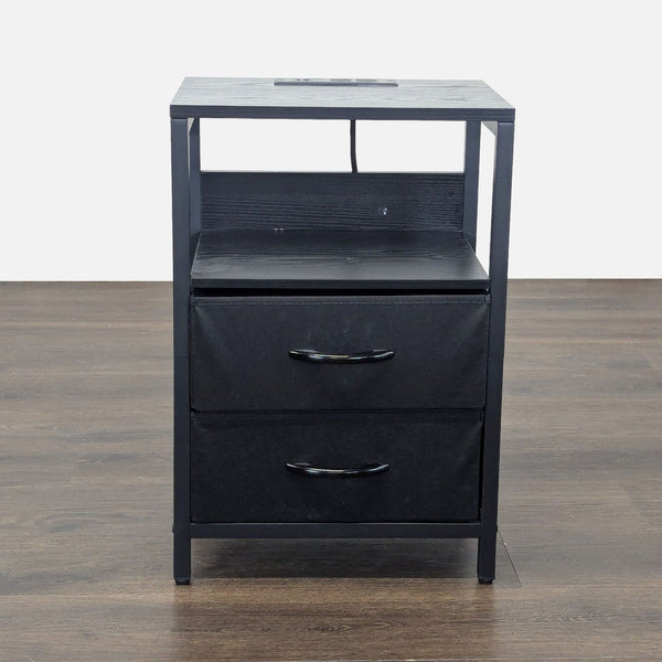 Yoobure Home LED nightstand with fabric drawers, charging station, and storage shelf as end table option.  