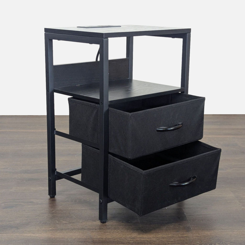 Modern end table by Yoobure Home featuring LED lighting, 2 storage drawers, USB ports, and power outlets.  