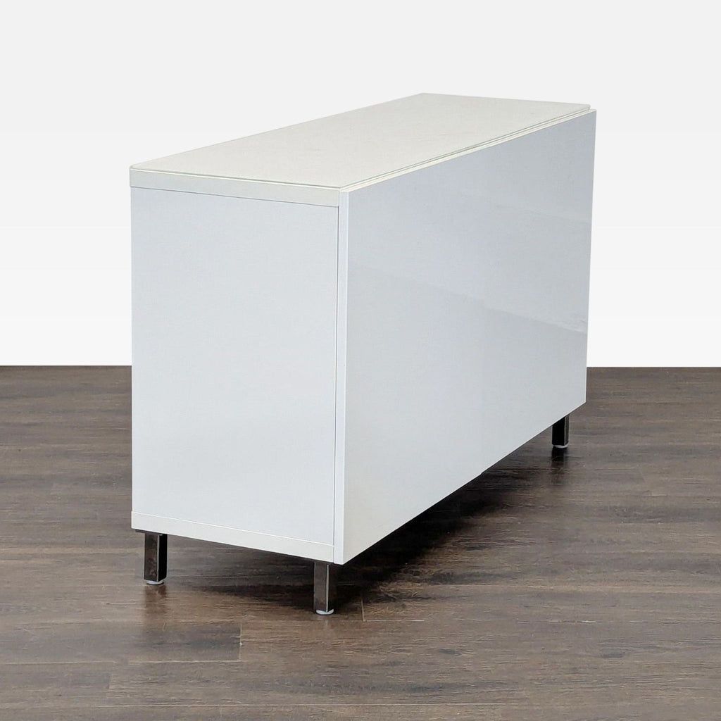 Ikea Besta White Modern Cabinet with Adjustable Shelves and Metal Legs