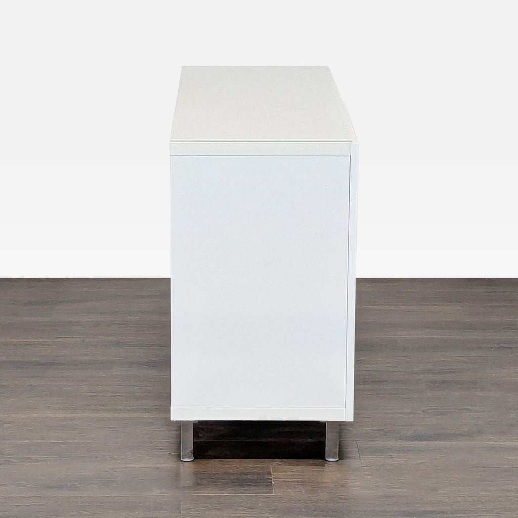 Ikea Besta White Modern Cabinet with Adjustable Shelves and Metal Legs