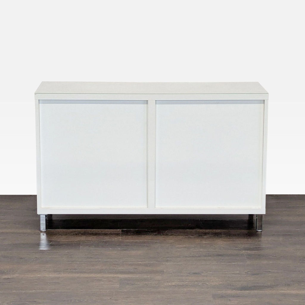 Ikea Besta White Modern Cabinet with Adjustable Shelves and Metal Legs