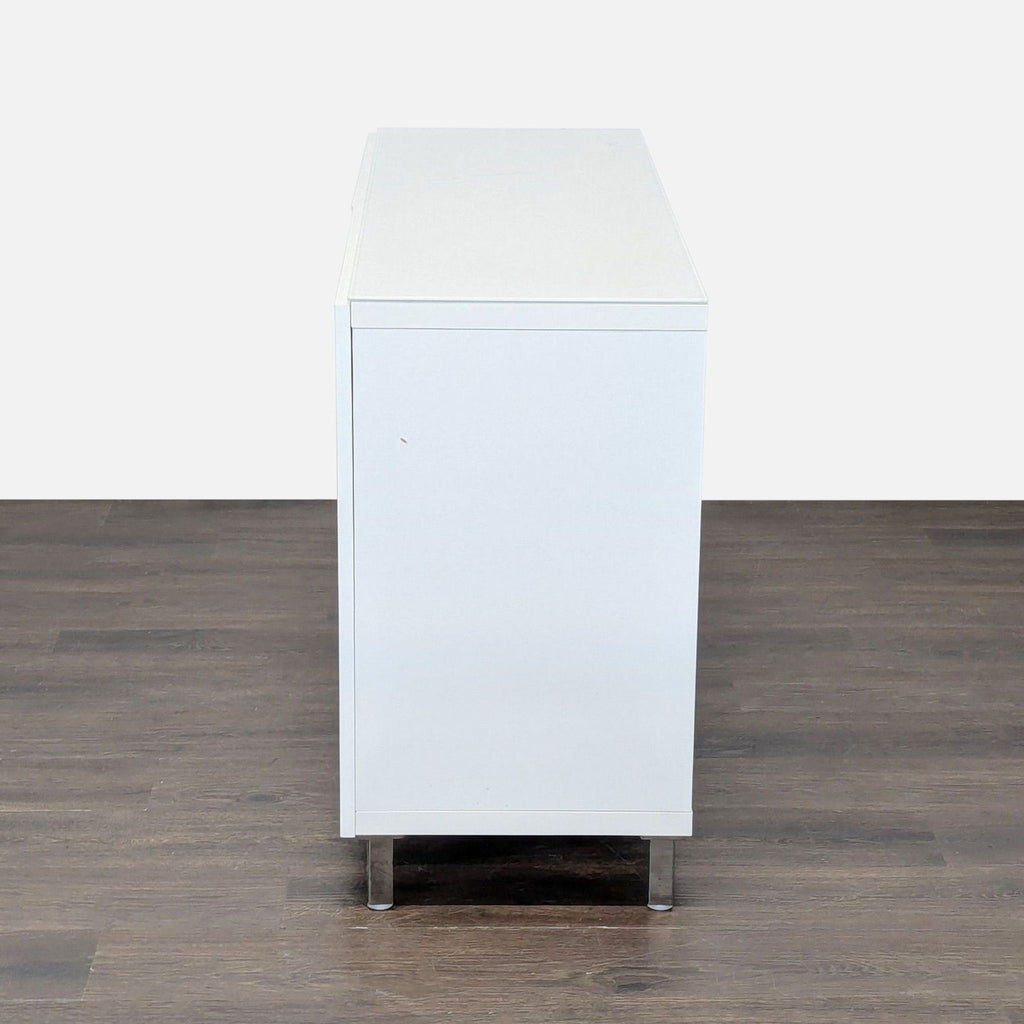 Ikea Besta White Modern Cabinet with Adjustable Shelves and Metal Legs