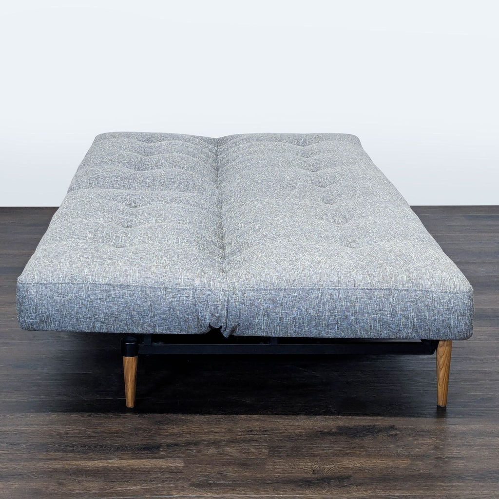 Modern Gray Sleeper Sofa with Wood Legs - Convertible Futon Bed