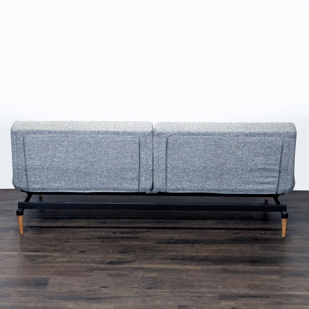 Modern Gray Sleeper Sofa with Wood Legs - Convertible Futon Bed
