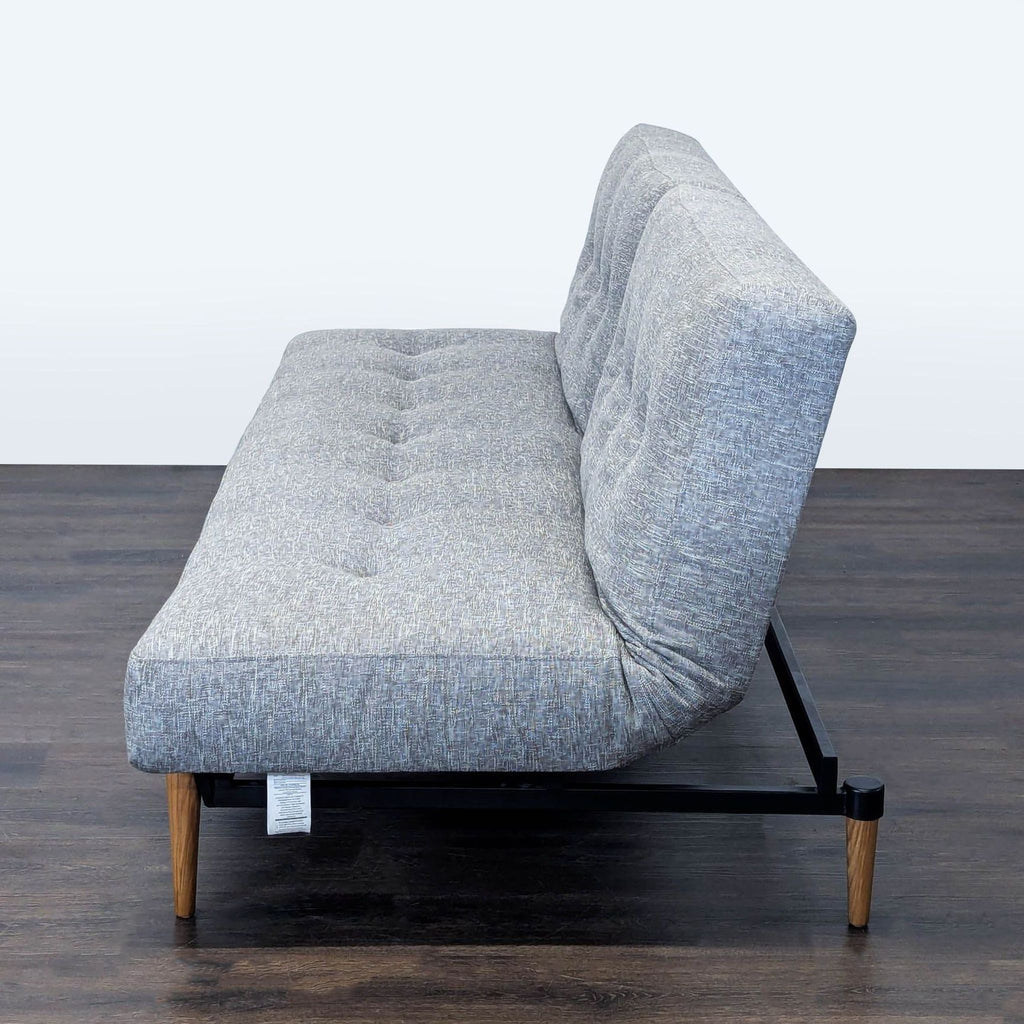 Modern Gray Sleeper Sofa with Wood Legs - Convertible Futon Bed