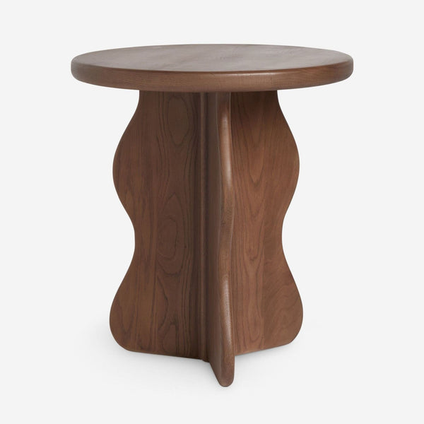 1. Sculptural oak side table with wavy base design, designed by Aimee Song for Lulu and Georgia.