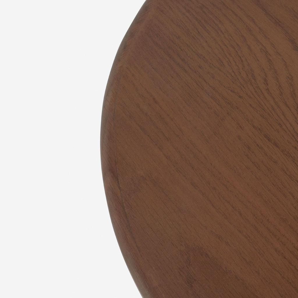 3. Detail of the smooth, round oak tabletop showcasing grain pattern from Lulu and Georgia side table.