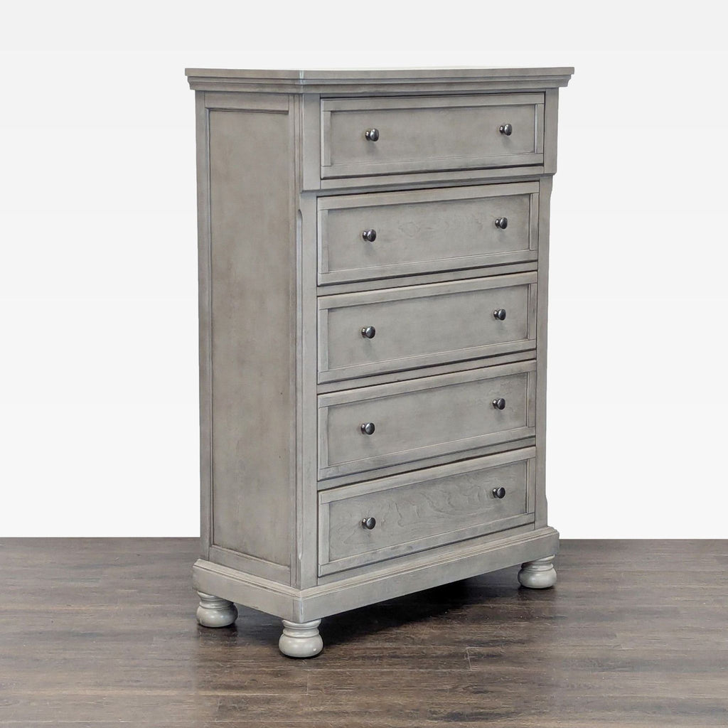 Ashley Furniture Lettner 5-Drawer Chest Dresser in Light Gray