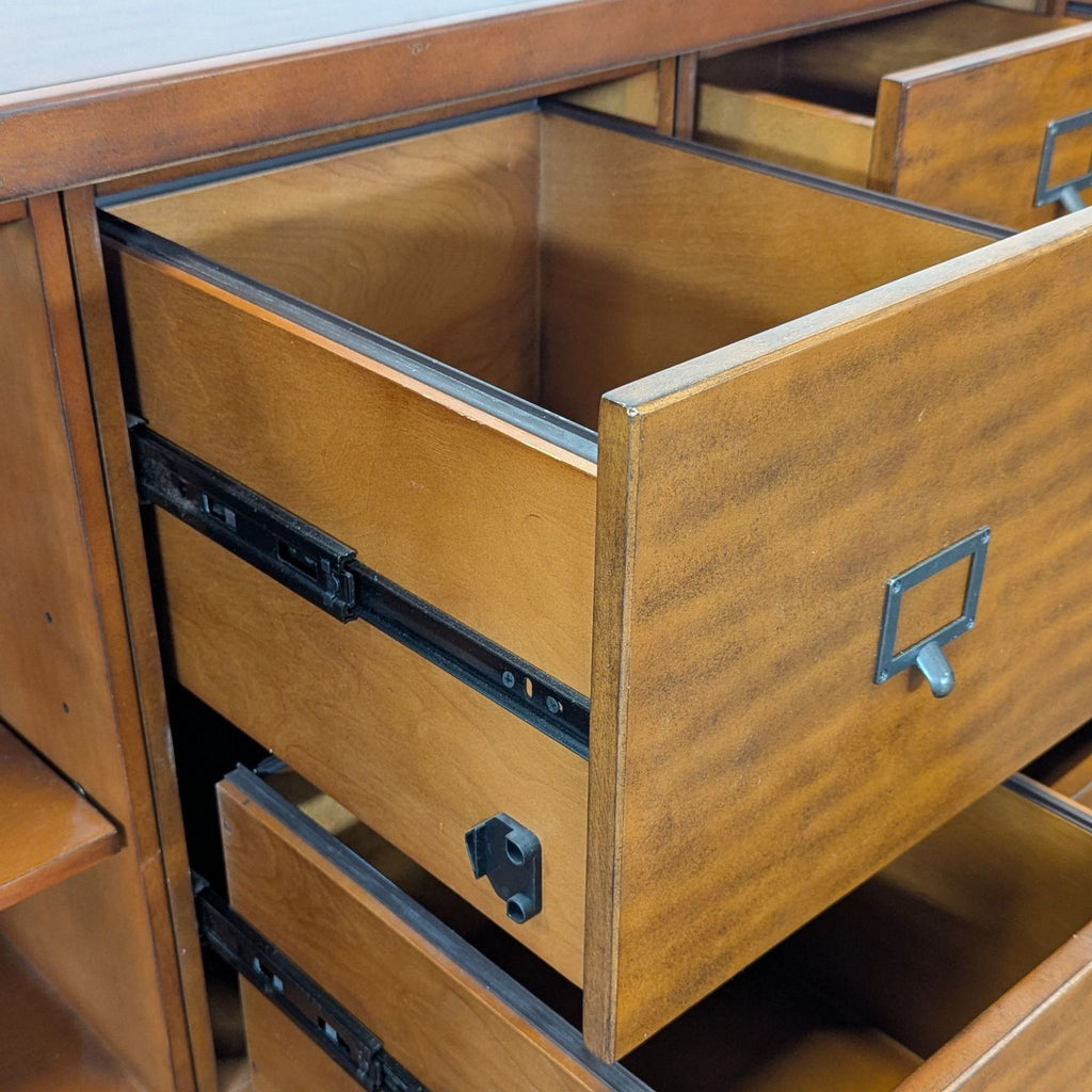 Ballard Designs Wooden Multi-Drawer Storage Cabinet with Open Shelves