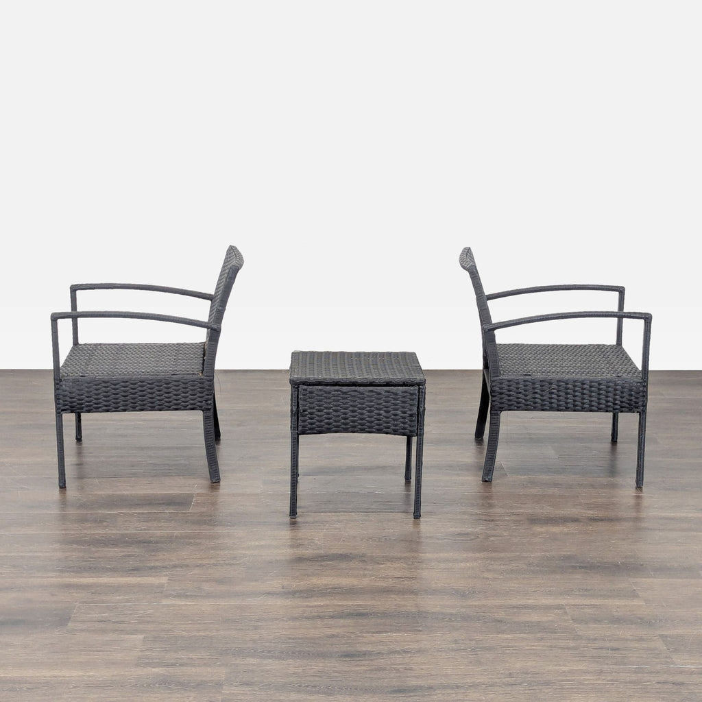 Outdoor 3-Piece Wicker Patio Set with 2 Chairs and Table