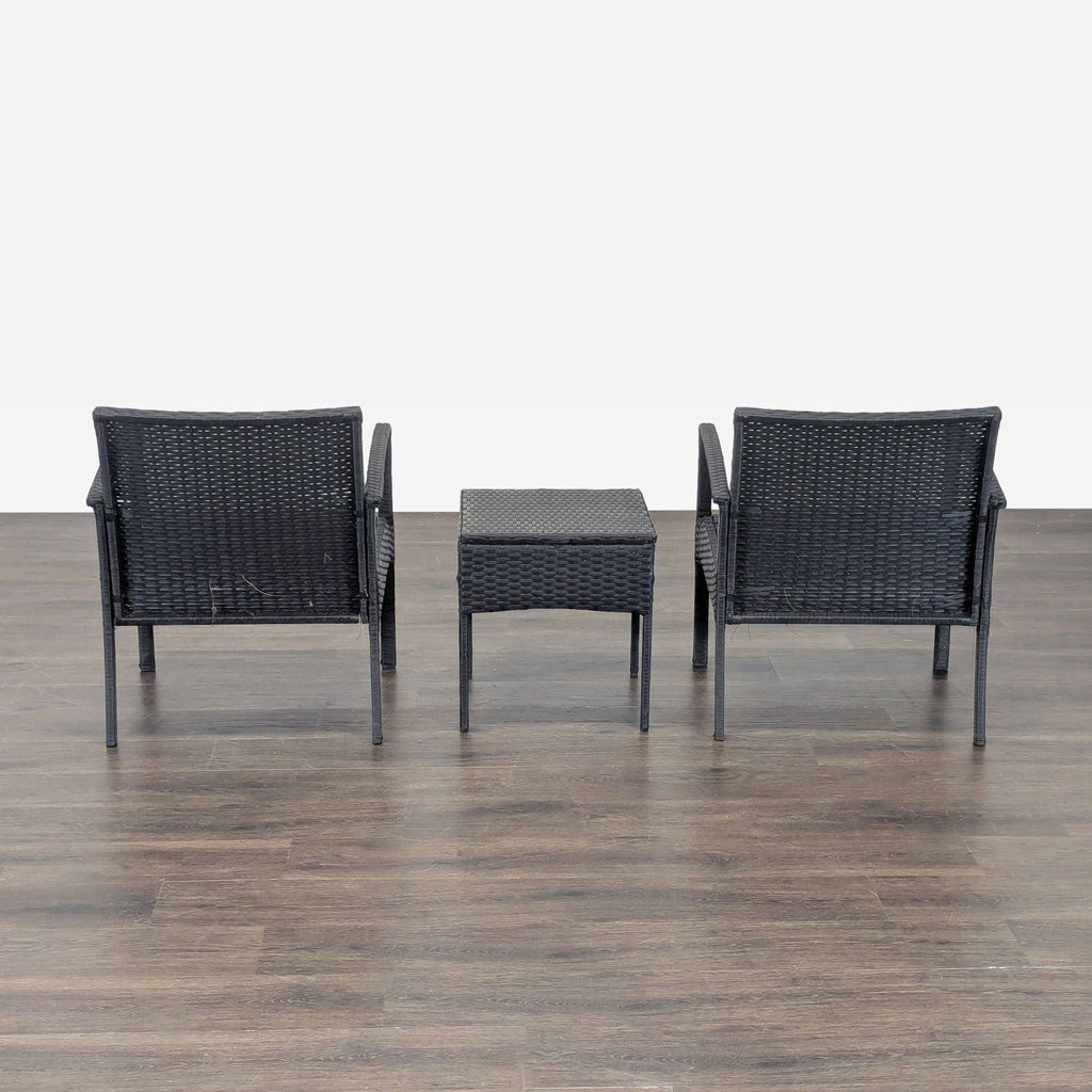 Outdoor 3-Piece Wicker Patio Set with 2 Chairs and Table