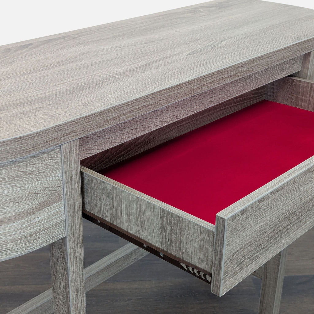 Wood One Drawer Demilune Console Table