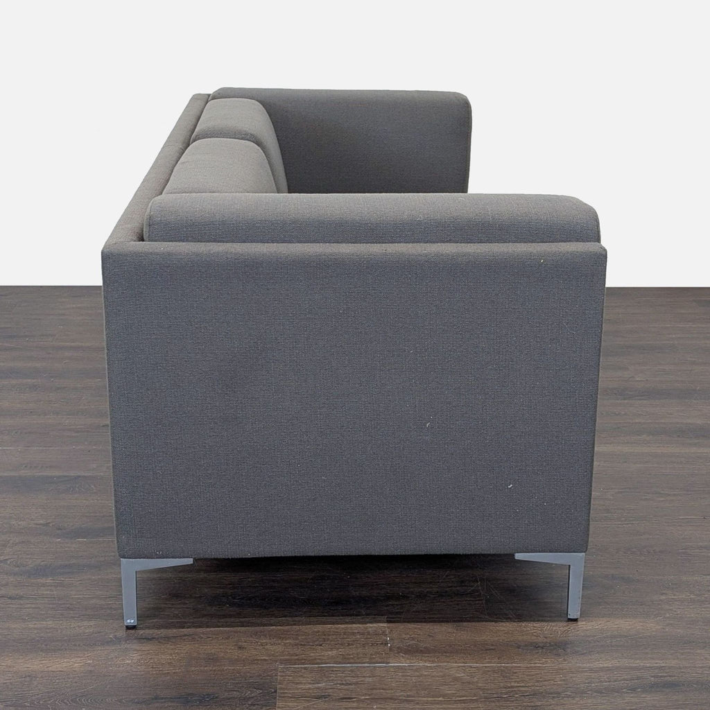 CB2 Ciudad Modern Dark Gray Loveseat with Metal Legs