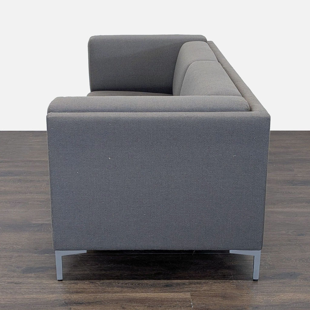 CB2 Ciudad Modern Dark Gray Loveseat with Metal Legs
