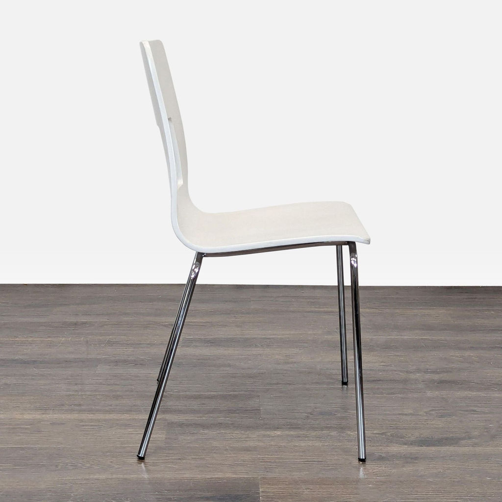 Wood Dining Chair with Cut-Out Design on Metal Base