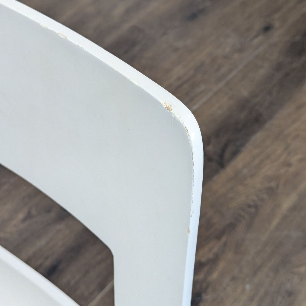 Wood Dining Chair with Cut-Out Design on Metal Base