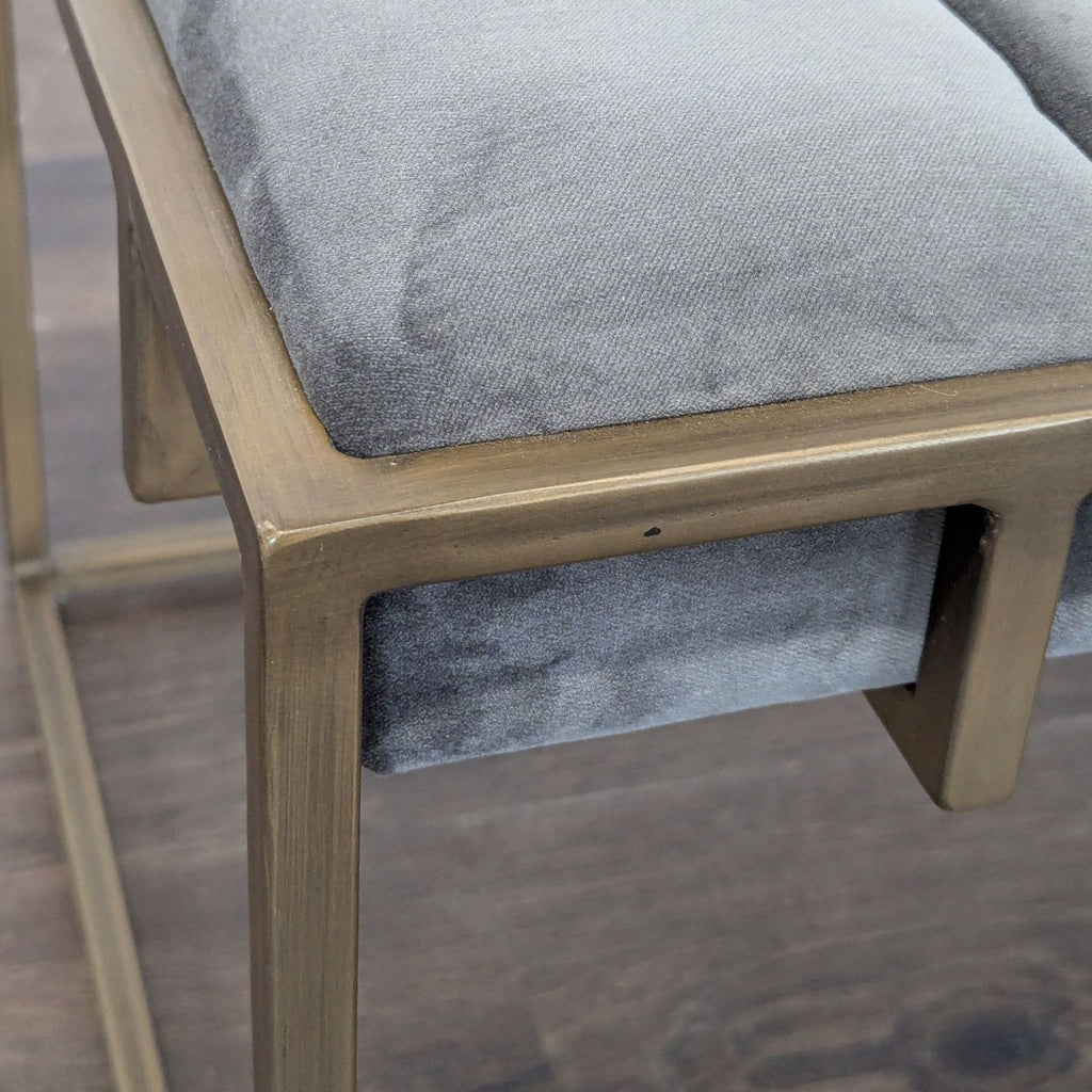 Upholstered Channel Tufted Ottoman on a Metal Frame