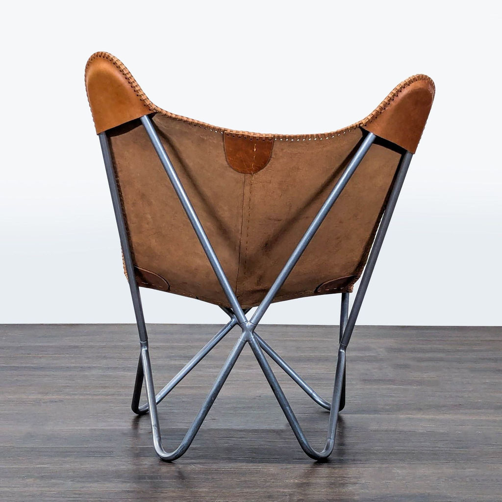 Modern Leather Butterfly Lounge Chair with Metal Frame