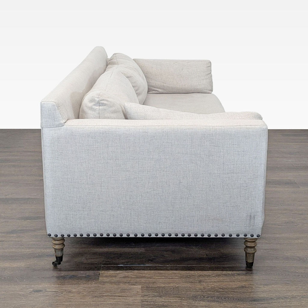 Pottery Barn Tallulah 3-Seat Neutral Sofa with Wooden Legs