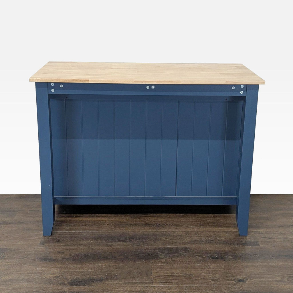 Twin Star Home Fontana Blue Kitchen Island with Wood Top and Two Drawers