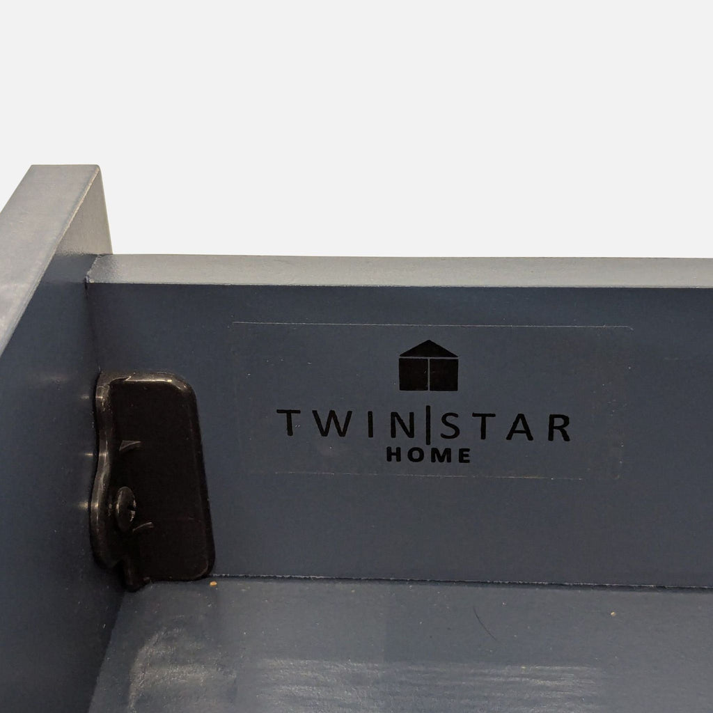 Twin Star Home Fontana Blue Kitchen Island with Wood Top and Two Drawers