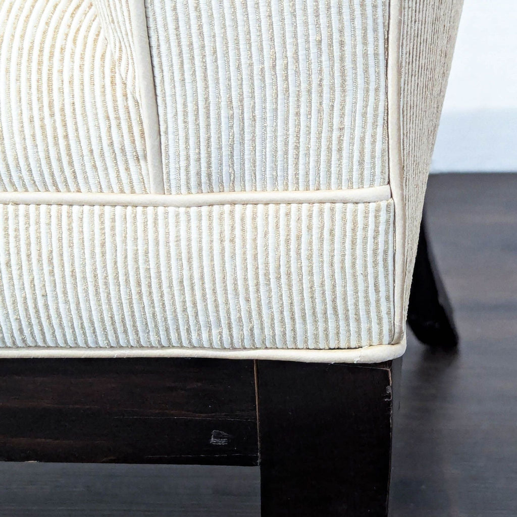 Modern Corner Lounge Chair with Striped Upholstery and Dark Wood Legs - Accepted Offer (73.68% discount)