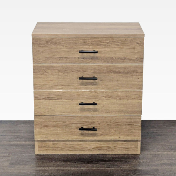 YIGOBUY wood dresser with four drawers and black handles, perfect for bedroom or office storage.
