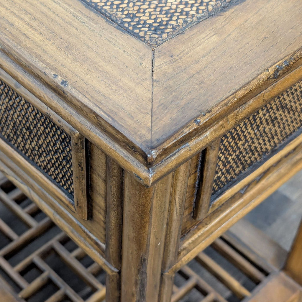 Vintage Bamboo and Rattan One Drawer End Table