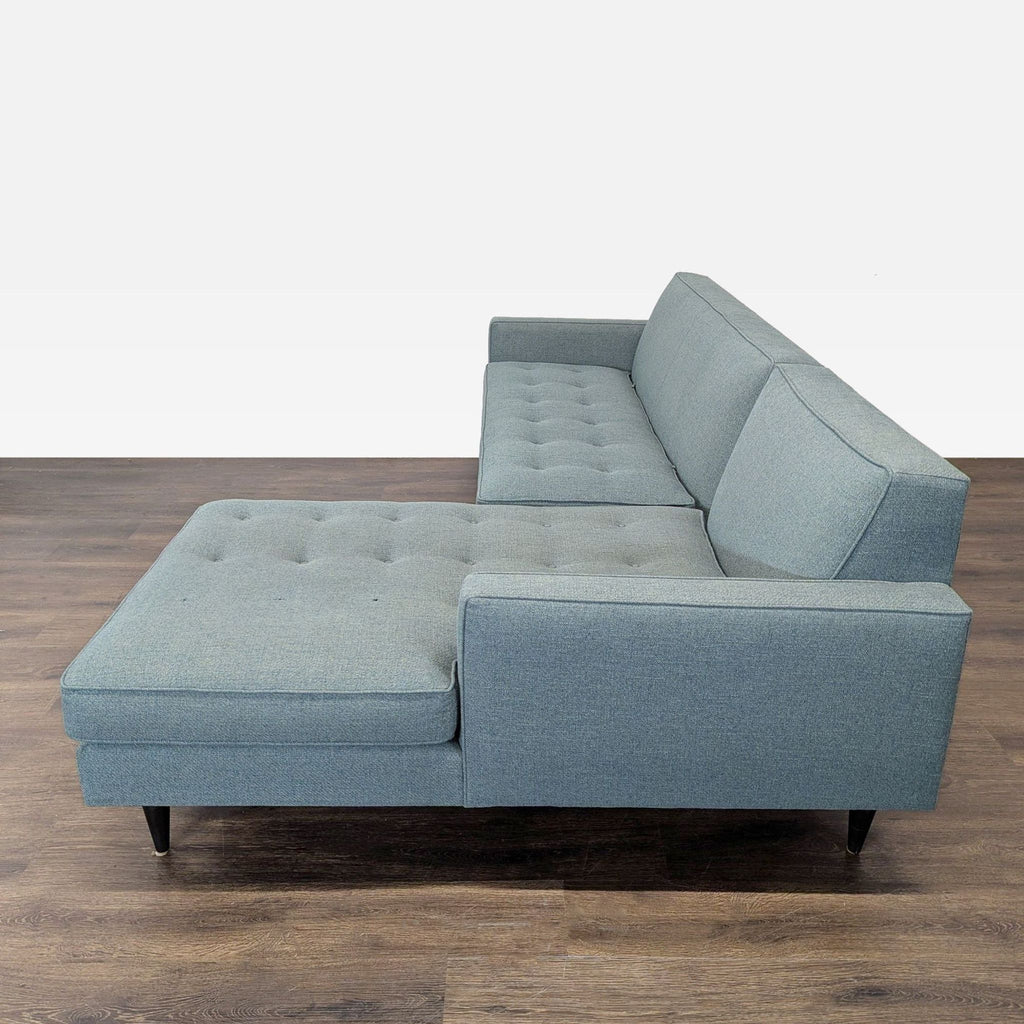 Room and Board Reese Modern Blue Sectional Sofa with Chaise