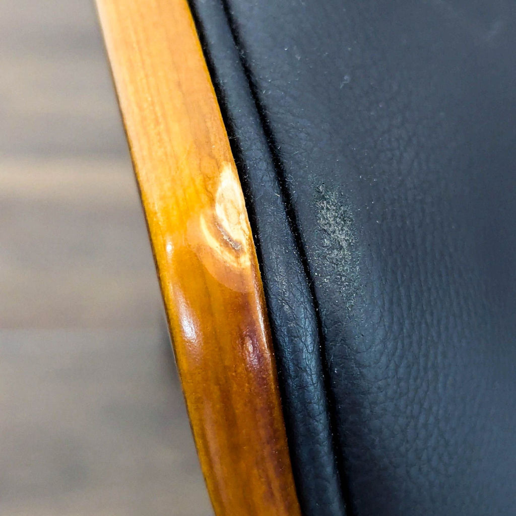 Mid-Century Modern Style Black Swivel Office Chair with Wood Accent
