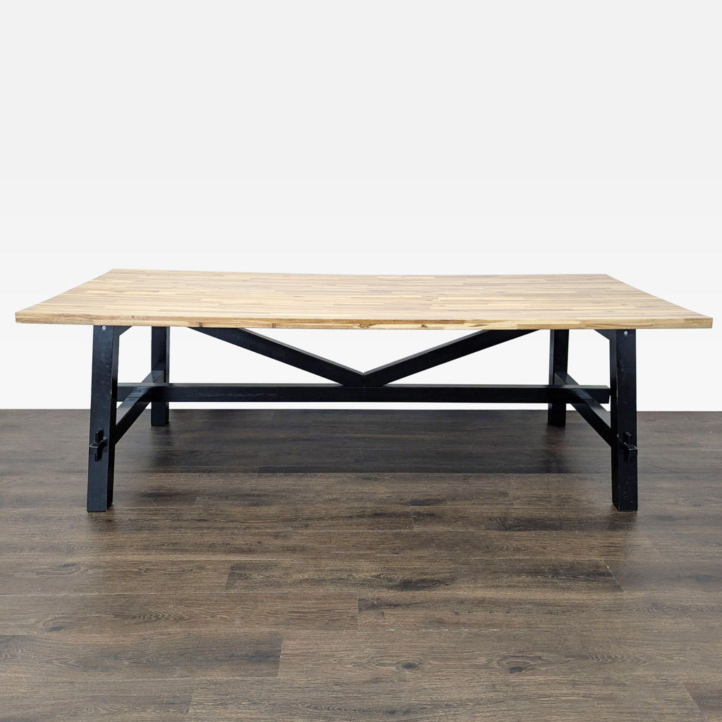 Certainly! However, as no images were provided, I'll generate three general alt text options for an Ikea dining table. If you have specific photo details, feel free to share them for more tailored alt texts.