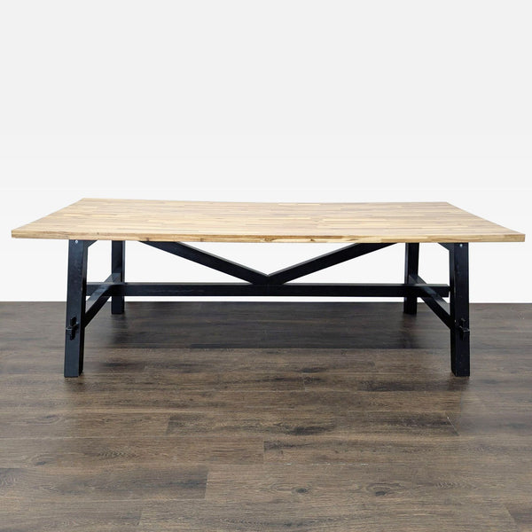 Certainly! However, as no images were provided, I'll generate three general alt text options for an Ikea dining table. If you have specific photo details, feel free to share them for more tailored alt texts.