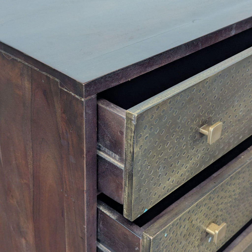 West Elm Decker Modern Dresser with Brass Patterned Drawers