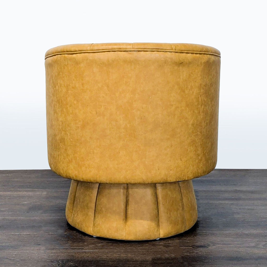 Seynar Mid-Century Modern Mustard Faux Leather Swivel Lounge Chair