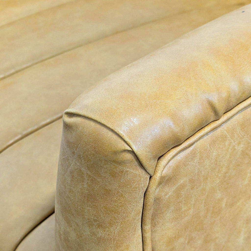 Seynar Mid-Century Modern Mustard Faux Leather Swivel Lounge Chair
