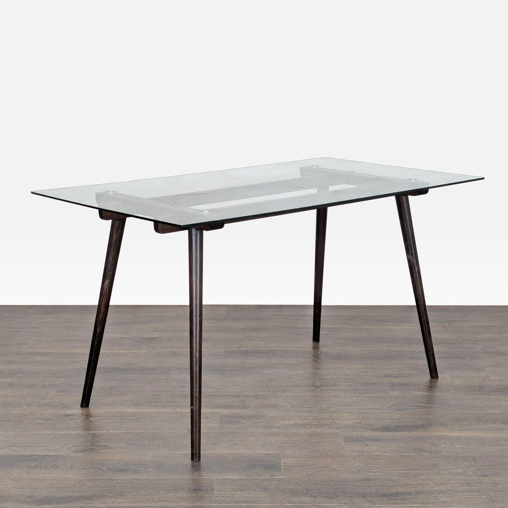 Glass Top Dining Table on Wood Base
