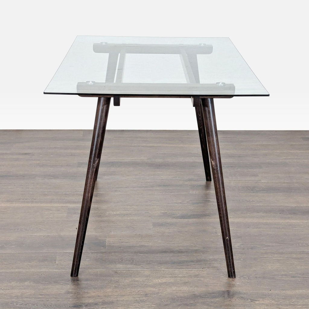Glass Top Dining Table on Wood Base