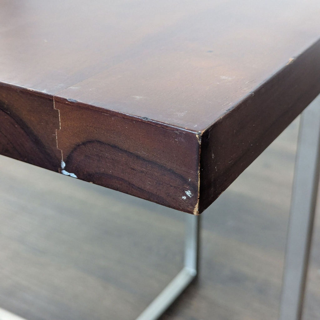 Wood Side Table with Metal Base