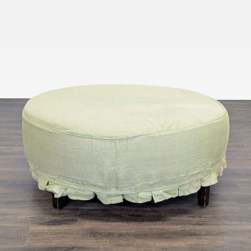 Slipcovered Ottoman with Wood Feet