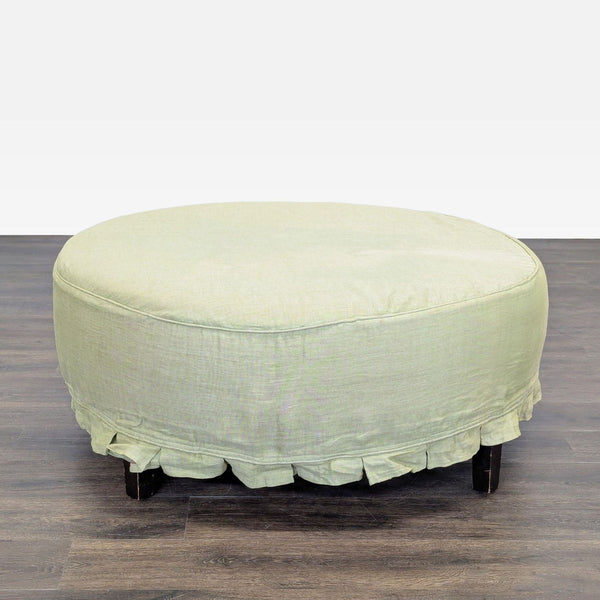 Slipcovered Ottoman with Wood Feet