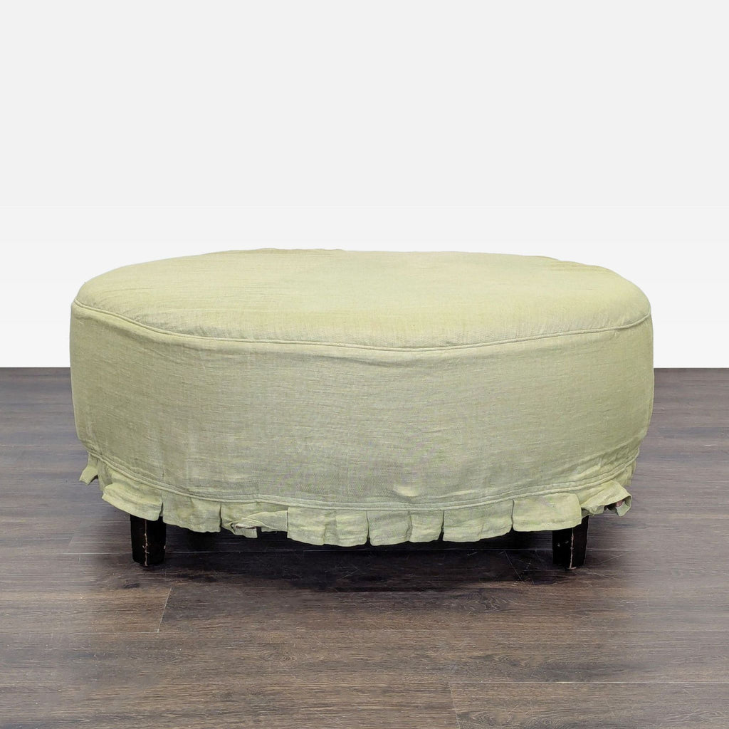 Slipcovered Ottoman with Wood Feet
