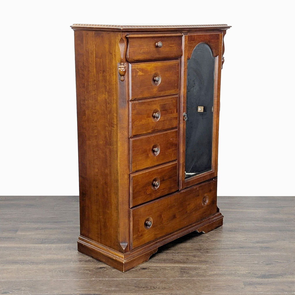 Classic Wooden Dresser with Mirror and Multiple Drawers