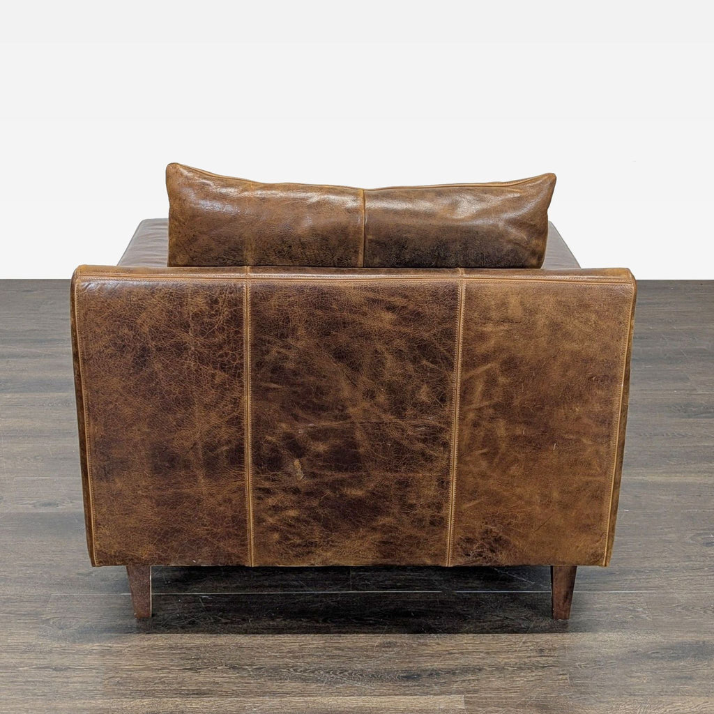 Interior Define Sloan Brown Leather Lounge Chair with Ottoman